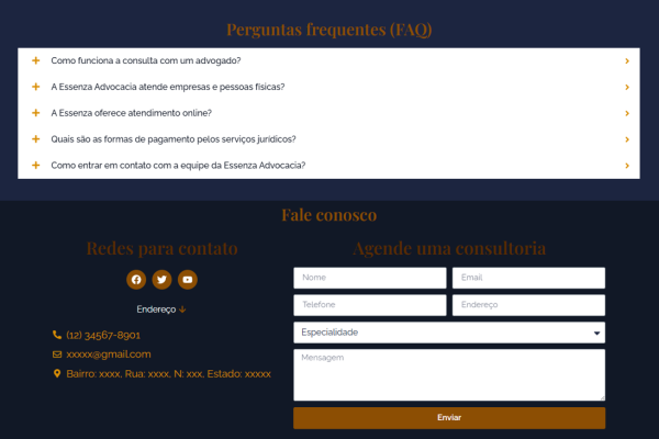 Essenza Advocacia - FAQ + Contato